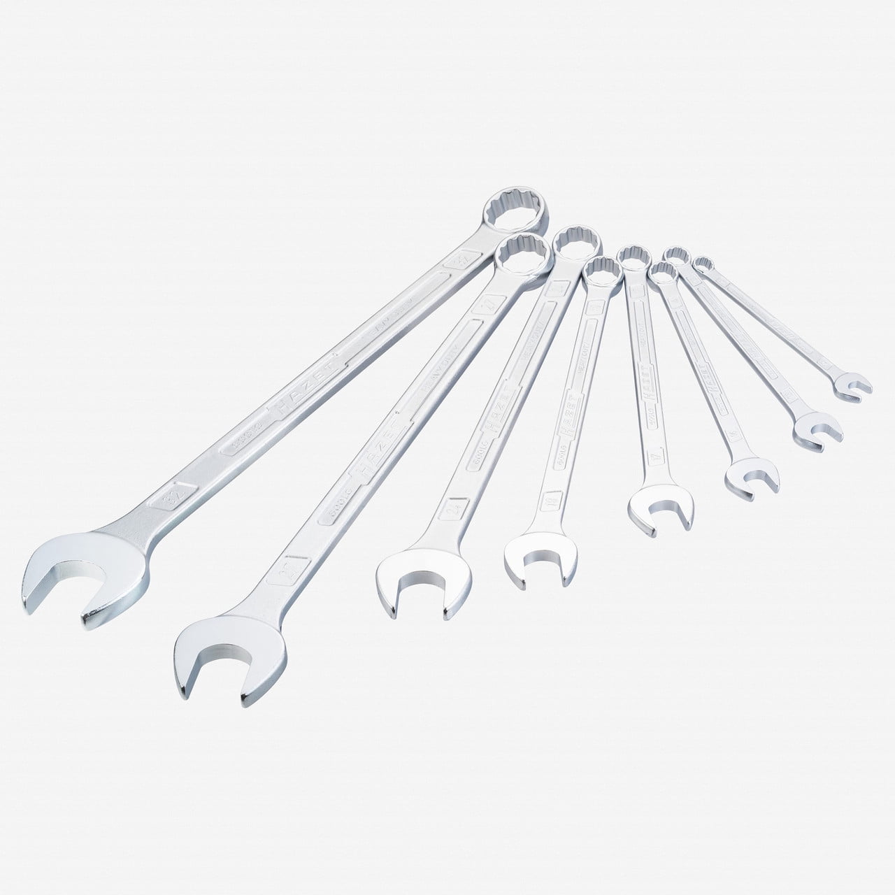 HAZET 600LG/8 Extra Long Combination Wrench Set - Slim Design, 8-Piece, High Capacity