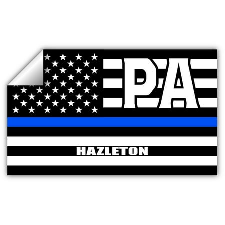 Hazleton PA Pennsylvania Luzerne County Thin Blue Line Stealthy USA Flag - Honoring Law Enforcement Officers Flags - Blue Lives Matter Euro Decal Bumper Sticker 3M Vinyl 3" x 5"