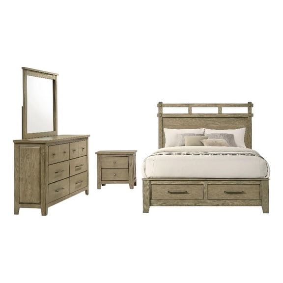 Coaster Hazlewood 4-Piece Wood Queen Storage Bedroom Set in Oak Brown