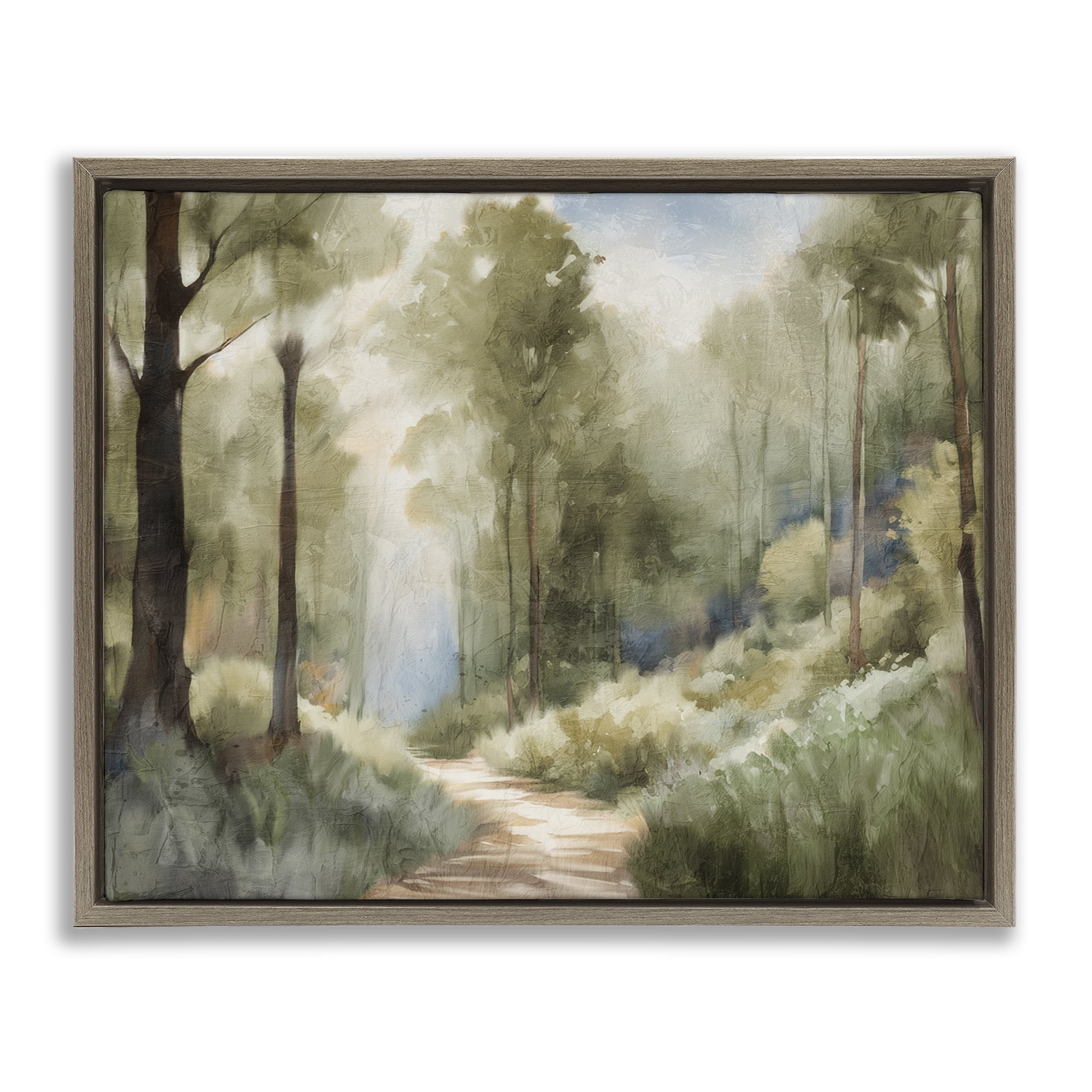 Hazy Atmospheric Walk Brown Framed Floater Canvas Wall Art, design by Kim Allen