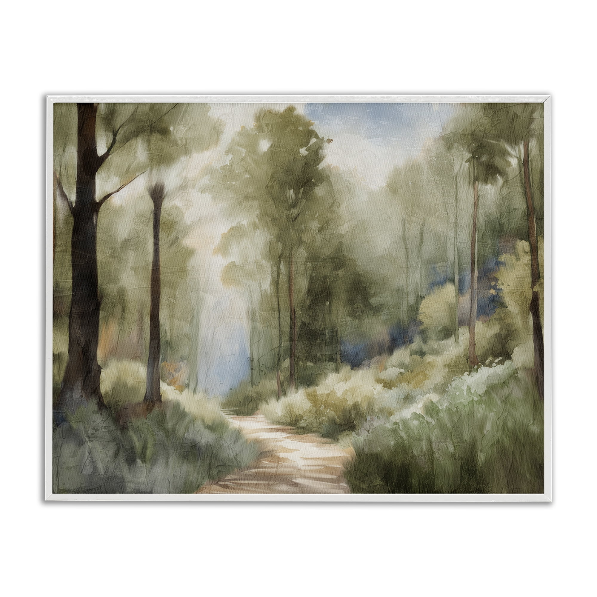 Hazy Atmospheric Walk White Framed Giclee Art, design by Kim Allen