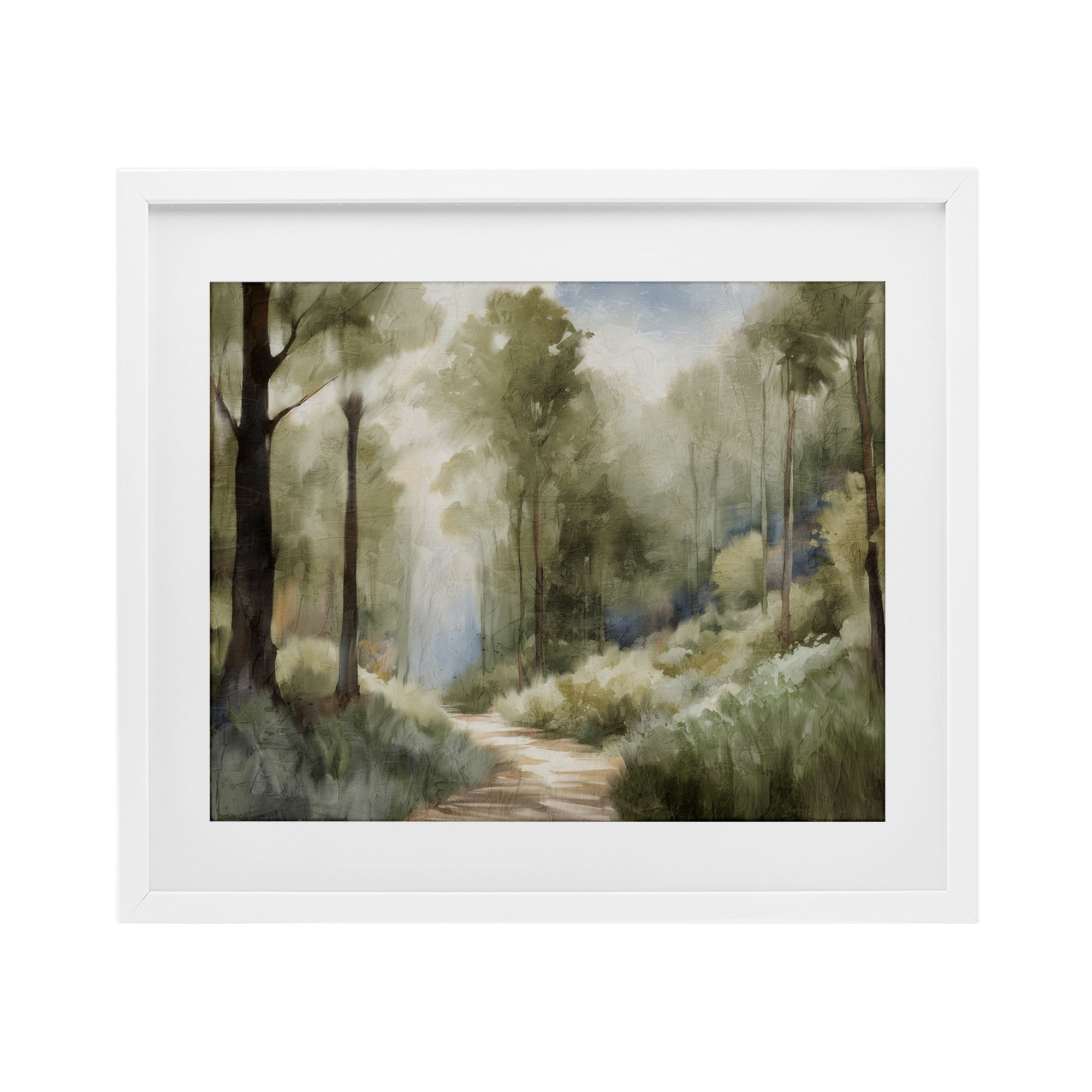 Hazy Atmospheric Walk White Framed Print Under Glass, design by Kim Allen