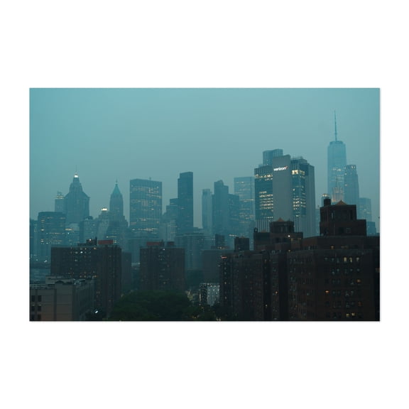 Hazy Blues, New York City 01 - Manhattan New York Photography Skyline City Architecture Nightlife Modern Art Unframed Wall Art Print 40 x 60 inches