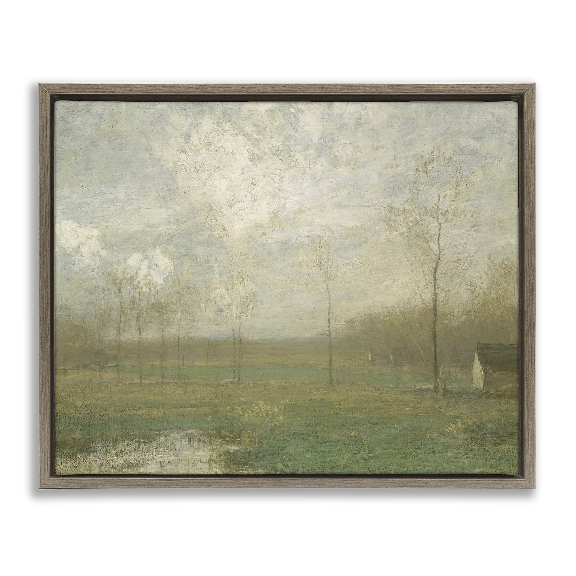 Hazy Farmland View Brown Framed Floater Canvas Wall Art, design by Lettered and Lined