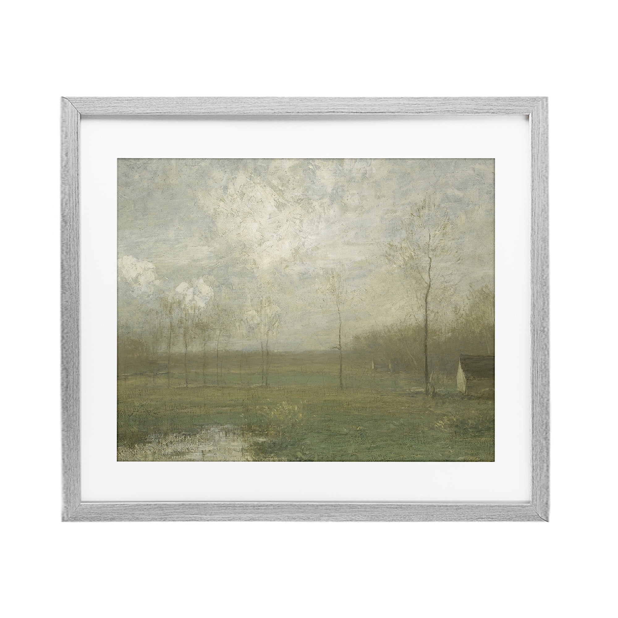 Hazy Farmland View Gray Framed Print Under Glass, design by Lettered and Lined