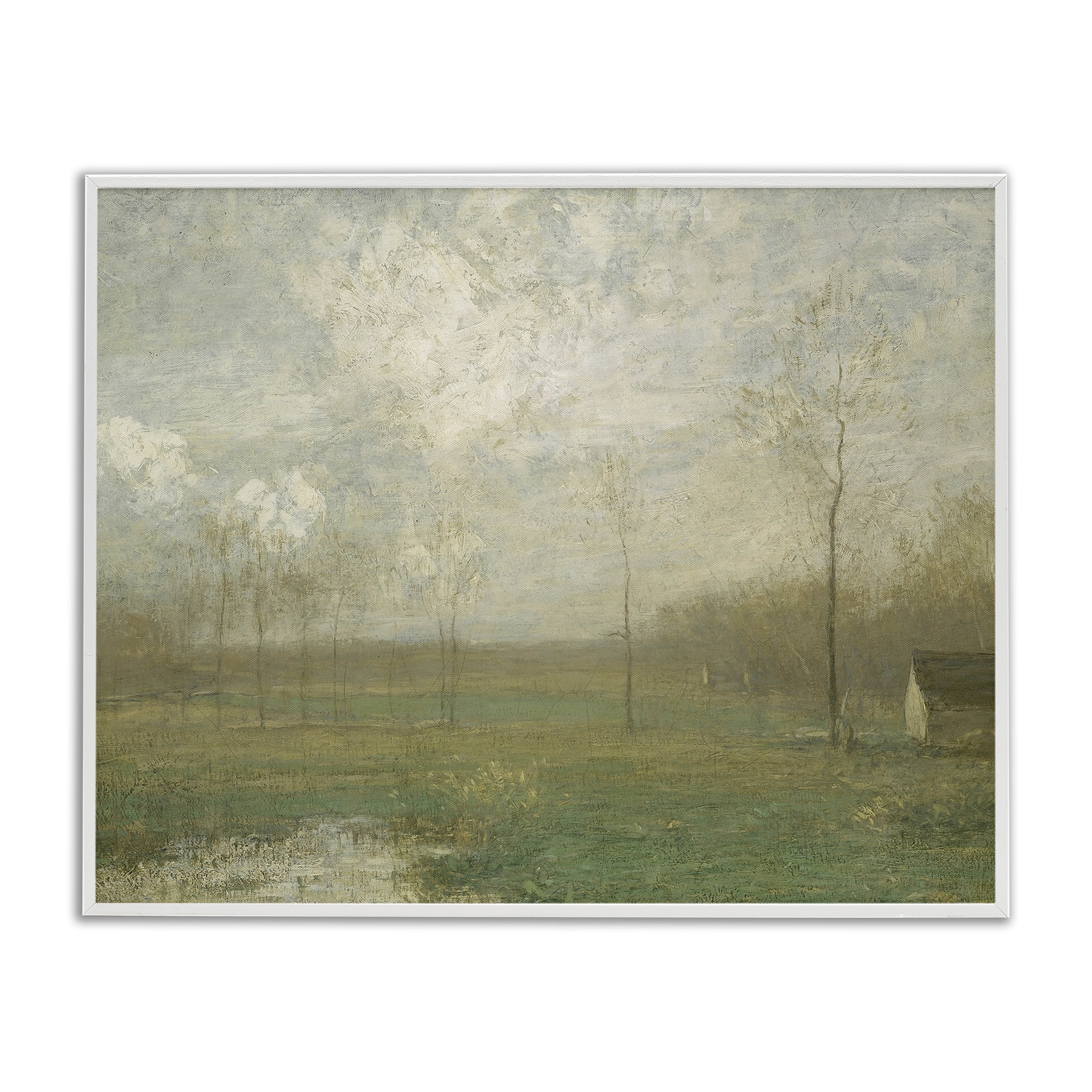 Hazy Farmland View White Framed Giclee Art, design by Lettered and Lined