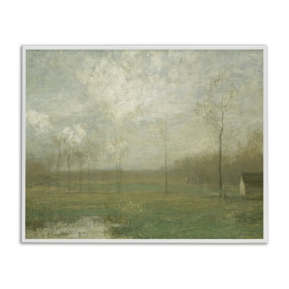 Hazy Farmland View White Framed Giclee Art, design by Lettered and Lined