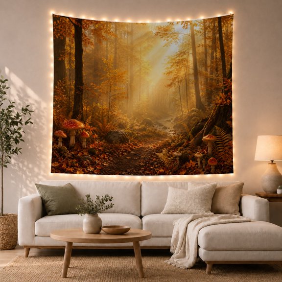 Hazy Forest Harvest Toned with Woodland Floor Understory, Mystical Fantasy for Space Lovers, Aesthetic Wall Decor, Mother'S Day Gift, Tapestry Wall Hanging for Dorm and Living Room