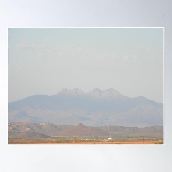 Hazy Four Peaks Mountain Poster Wall Art, Modern Wall Decor, 8x12 UNFRAMED