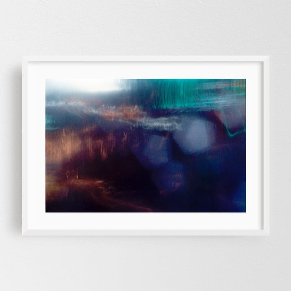 Hazy Future Memories - Photography Abstract Modern Art Psychedelic Surrealism Neon Sign Nightlife Moody White Framed Wall Art Print 16 x 24 inches