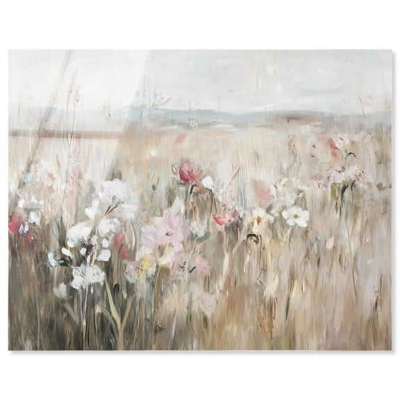Hazy Hues II High-Gloss Frameless Acrylic Glass Wall Art Muted Florals by Art Remedy, Ready to Hang, 20 x 16