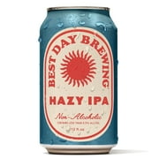 Best Day Brewing Non-Alcoholic Beer, Hazy IPA, 12 fl oz Cans, Pack of 12, below 0.5% ABV