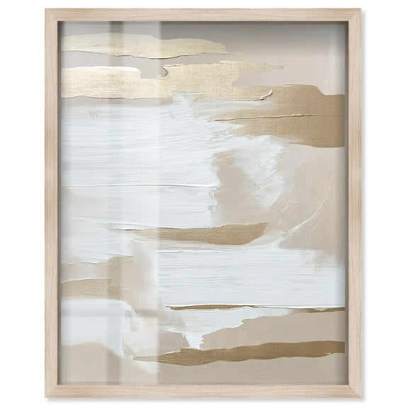 Hazy Shore Shadowbox Print Boho Minimalist Art by Art Remedy, Blonde Frame, 30 x 36