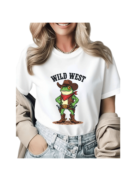 Hazzah Frog Hero With Sword Cape Graphic Tees Womans Tshirt Shirts Black White S-5XL Tops