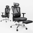thumbnail image 1 of Hbada P3 Ergonomic Office Chair with 2D Adjustable Armrest, Office Chair with 2D Adjustable Lumbar Support, Computer Chair with Tilt Function, Desk Chair with Footrest Black, 1 of 11