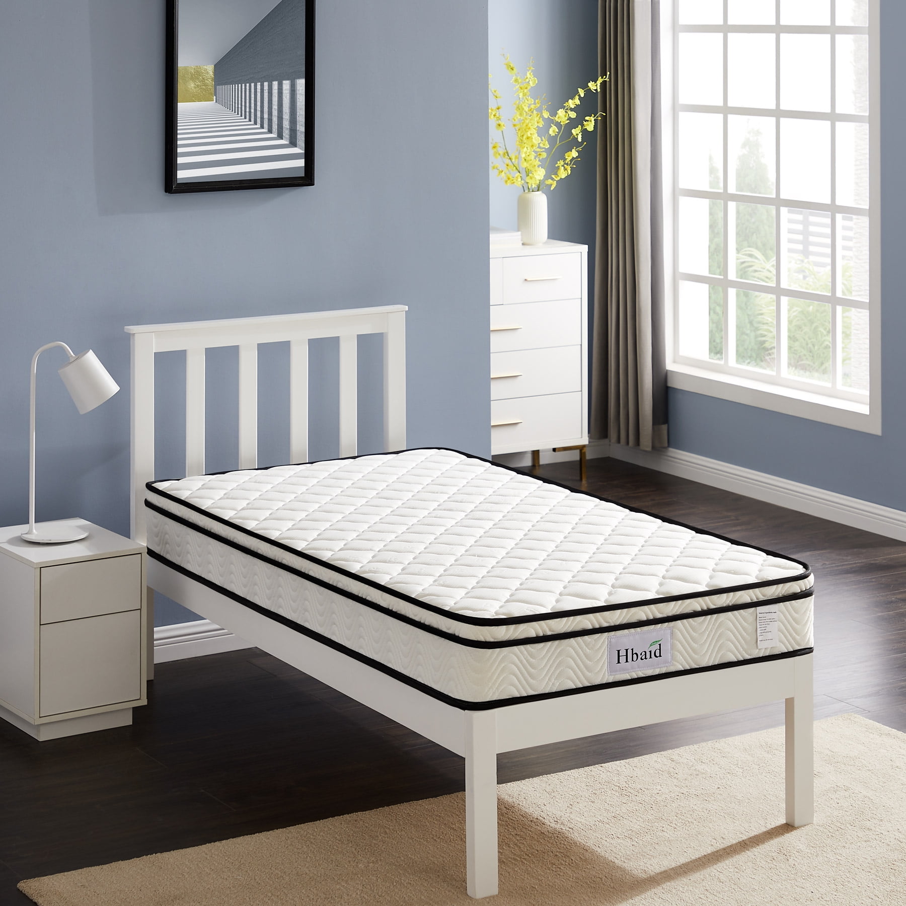 Hbaid 8 Inch Gel Memory Foam Mattress Hybrid Mattresses in a