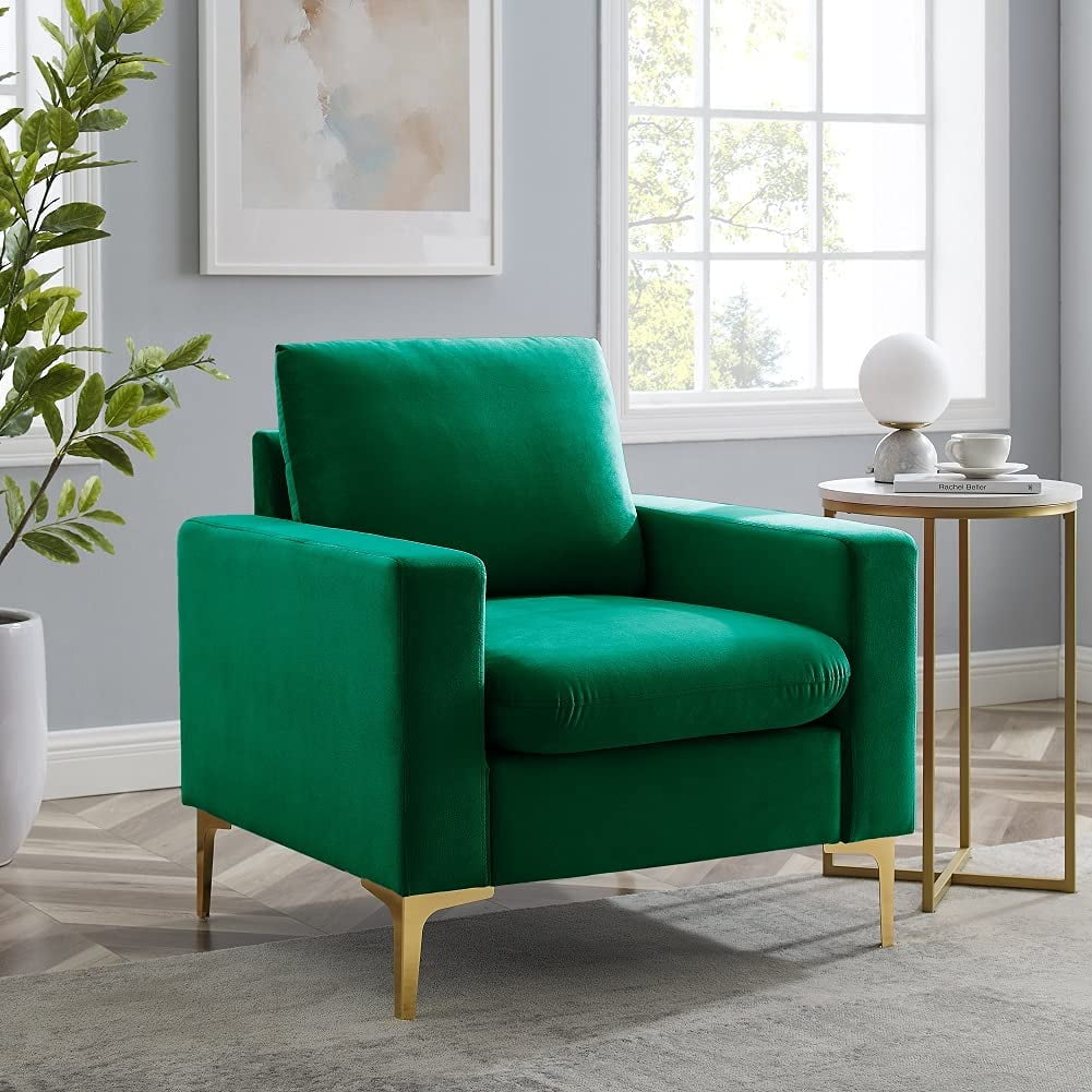 Hbaid Velvet Accent Chair, Sofa Chairs Comfy Single Sofa Armchair