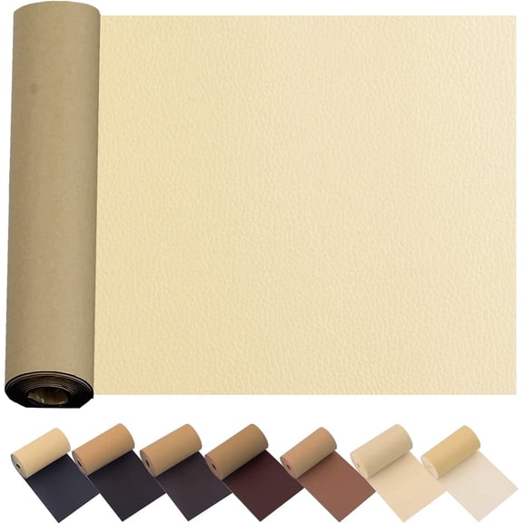 Hbaydor Leather & Vinyl Repair Patch Kit - 17x55 inch Large Self-Adhesive Fabric Fix for Couches, Sofas, Car Seats, Furniture Fix, Cuttable, Beige B