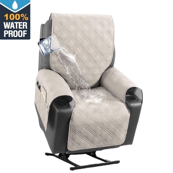 Hbaydor Waterproof Recliner Cover for Large Power Lift Recliner, Non-Slip Washable Couch Slipcover with Side Pocket, 23 Inch, White