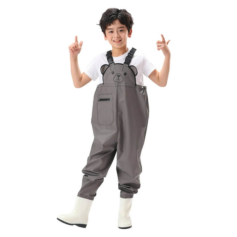 Hbdhejl Baby Boys Bodysuits Kids Chest Waders Youth Fishing Waders for Toddler Children Water Proof Fishing Waders with Boots 12-13 Years, Infant