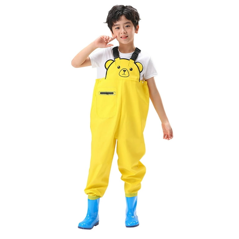 Hbdhejl Baby Boys Bodysuits Kids Chest Waders Youth Fishing Waders for Toddler Children Water Proof Fishing Waders with Boots 3-4 Years, Infant unisex