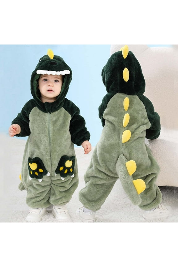 Baby Toddler Boys Romper Bodysuits Jumpsuit Snowsuit Lined Outfits Warm Hooded Romper Suitable Green 18-24 Months