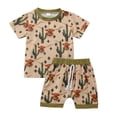 thumbnail image 1 of Bysome Boys Casual Outfit Set Two Pieces Summer Casual Children Set Toddler Holiday Short Sleeve Shirts Overall Shorts Green 2-3 Years, 1 of 7