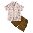 thumbnail image 1 of Bysome Boys Casual Outfit Set Two Pieces Toddler Short Sleeve Prints T Shirt Tops Shorts Child Kids 2Pc Set Outfits Clothes Khaki 12-18 Months, 1 of 6