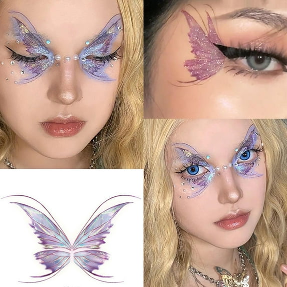 Bysome Butterfly Wing Sticker For Eyes Sticker Face Glitter Corner Face Sticker Accessories Water Proof Childrens Eye Makeup Advanced Sense Collarbone