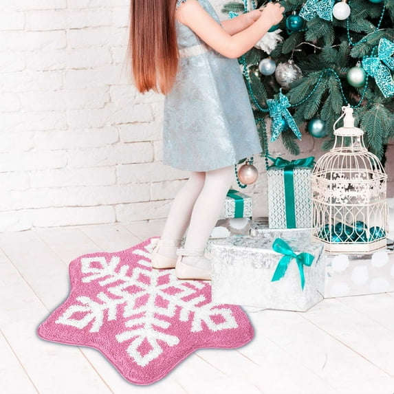 Hbdhejl Christmas Doormat Snowflake Shape Rug Soft Cozy Durable Floor Mat Festive Winter Living Rooms Bedrooms Entryways Carpet 24*24 Inch