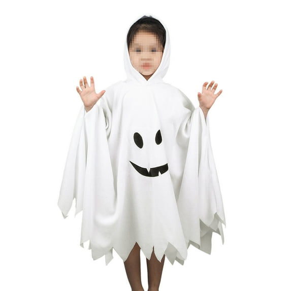 Bysome Coat For Girls Boys Halloween Fancy Party Hooded Robe Kids Hooded Cloak White 5-6 Years