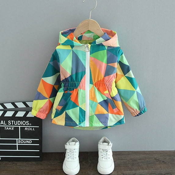 Bysome Coat For Girls Lightweight Jacket For Kids Girls'Print Jacket Green 1-2 Years