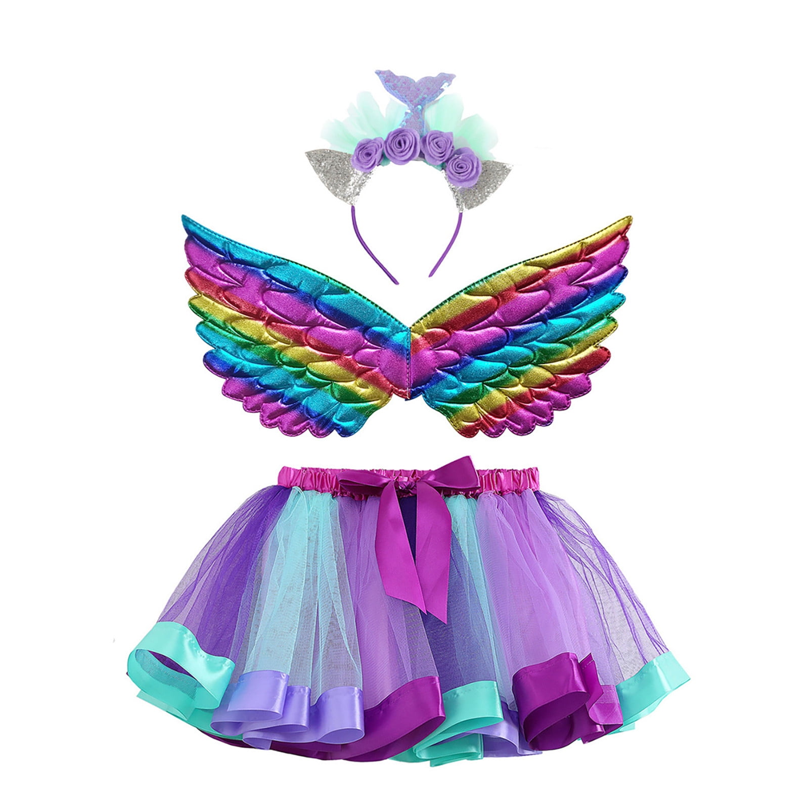 Hbdhejl Cute Skirts For Girls Kids Girls Ballet Skirts Party Rainbow ...
