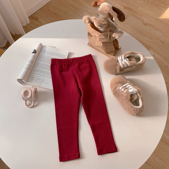 Bysome Girls Pants Childrens Baby Cute Leisure Pants Soft Leggings Toddlers Wear Trousers Red Size 3-6 Months