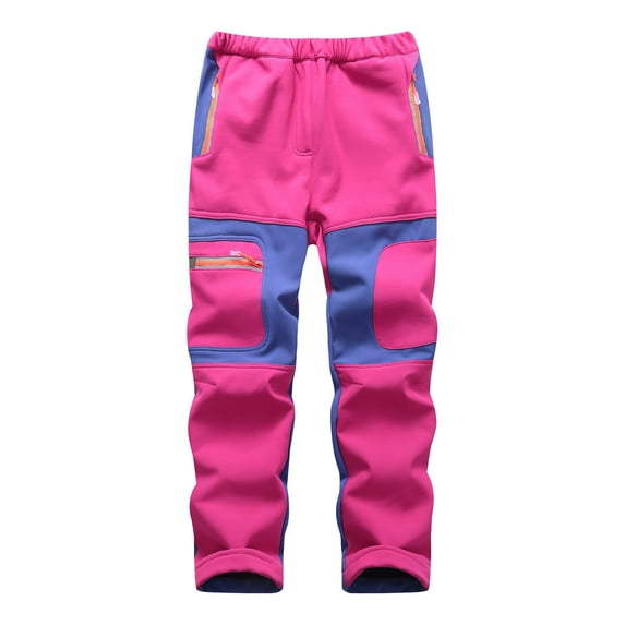 Bysome Kids Baby Boys Girls Patchwork Ski Pants With Pocket Thicken Outdoor Winte Warm Casual Trouser Ski Pants Hot Pink Size 9-10 Years