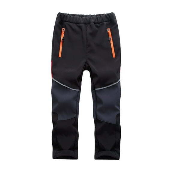 Bysome Kids Ski Pants With Pocket Baby Boys Girls Patchwork Thicken Warm Trouser Pants Black Size 8-9 Years