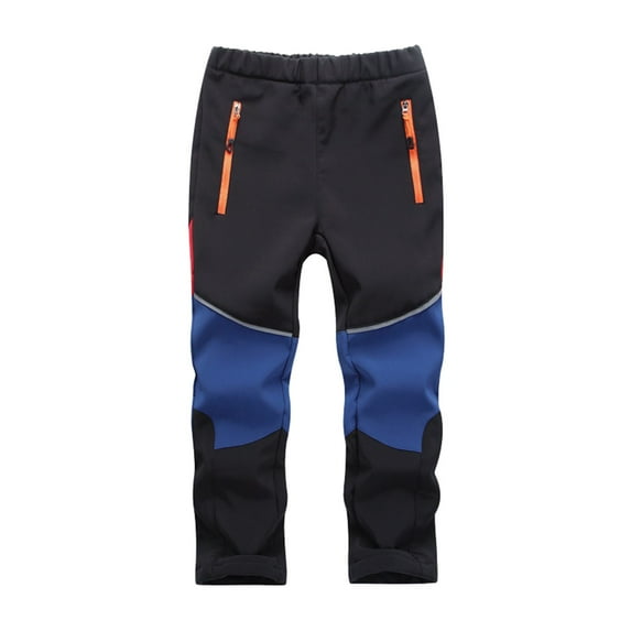 Bysome Kids Ski Pants With Pocket Baby Boys Girls Patchwork Thicken Warm Trouser Pants Blue Size 8-9 Years