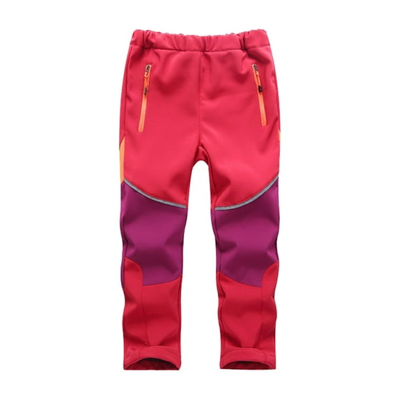 Bysome Kids Ski Pants With Pocket Baby Boys Girls Patchwork Thicken Warm Trouser Pants Size 8-9 Years