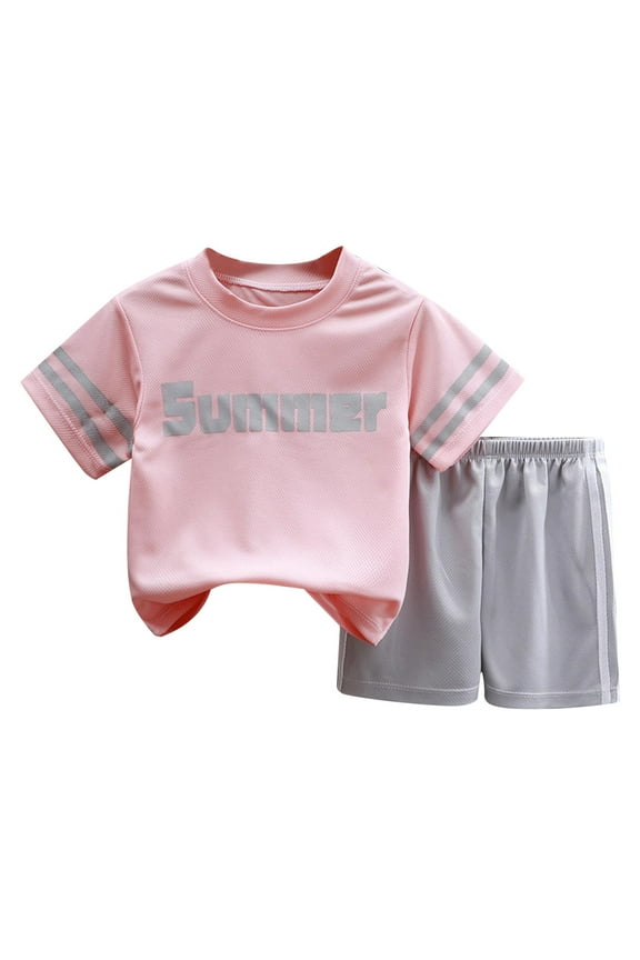 Hbdhejl Outfit Set For Kids Short Sleeved Running Suit Casual Clothes For Boys And Girls New Summer T Shirt Shorts Two Piece Set 2-3 Years