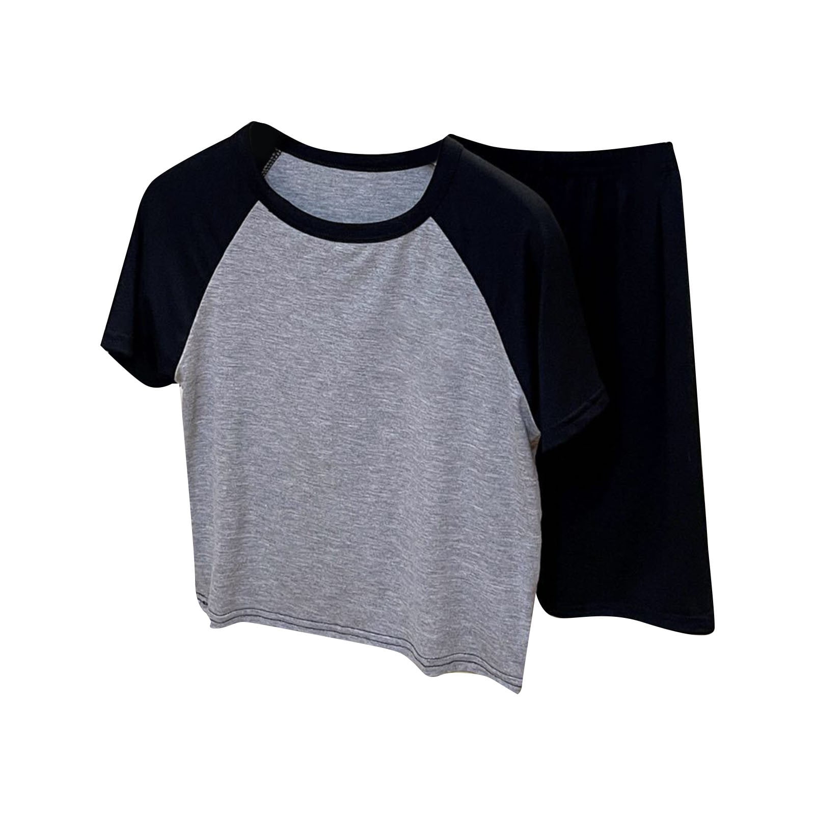 Hbdhejl Outfit Set For Summer New Kids Thin Short Sleeved Round Neck T Shirt Solid Color Shorts Fashion Casual Home Suit 9-10 Years