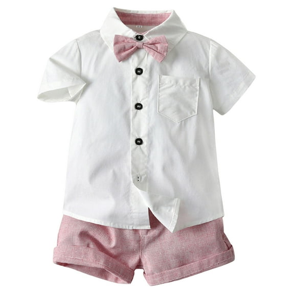 Hbdhejl Outfit Set For Summer Toddler Boys Short Sleeve Tops Shorts With Tie Child Kids Gentleman Outfits 12-18 Months