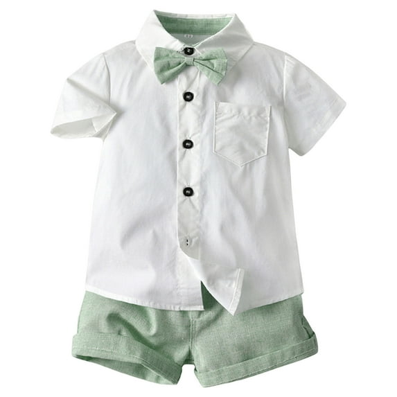 Bysome Outfit Set For Summer Toddler Boys Short Sleeve Tops Shorts With Tie Child Kids Gentleman Outfits 6-12 Months