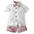 thumbnail image 1 of Hbdhejl Outfit Set For Summer Toddler Boys Short Sleeve Tops Shorts With Tie Child Kids Gentleman Outfits 6-12 Months, 1 of 1