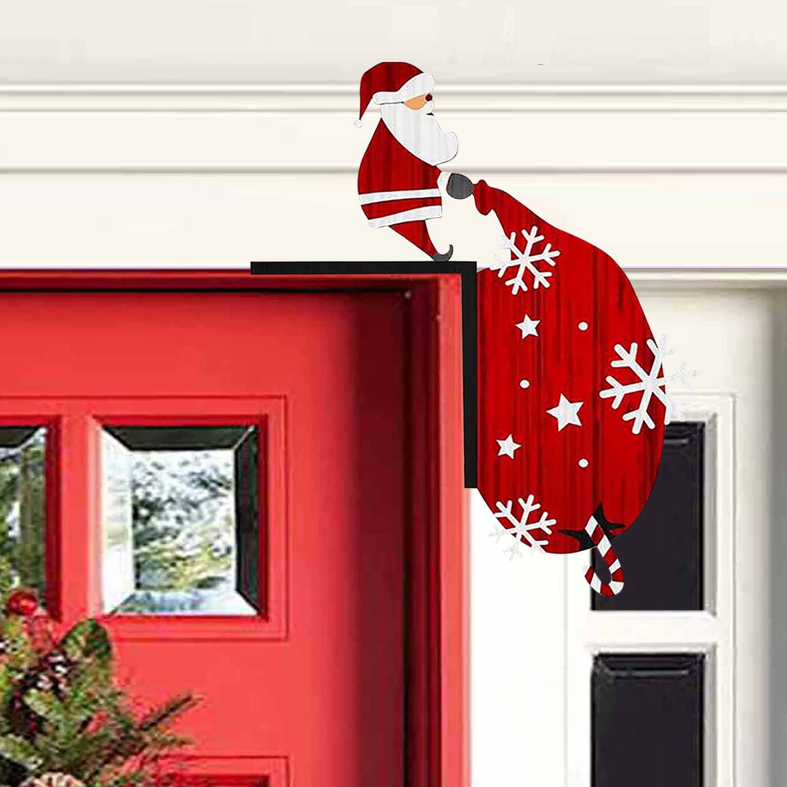 Hbdhejl Santa Wooden Door Corner Door Frame Decorative Wall Stickers