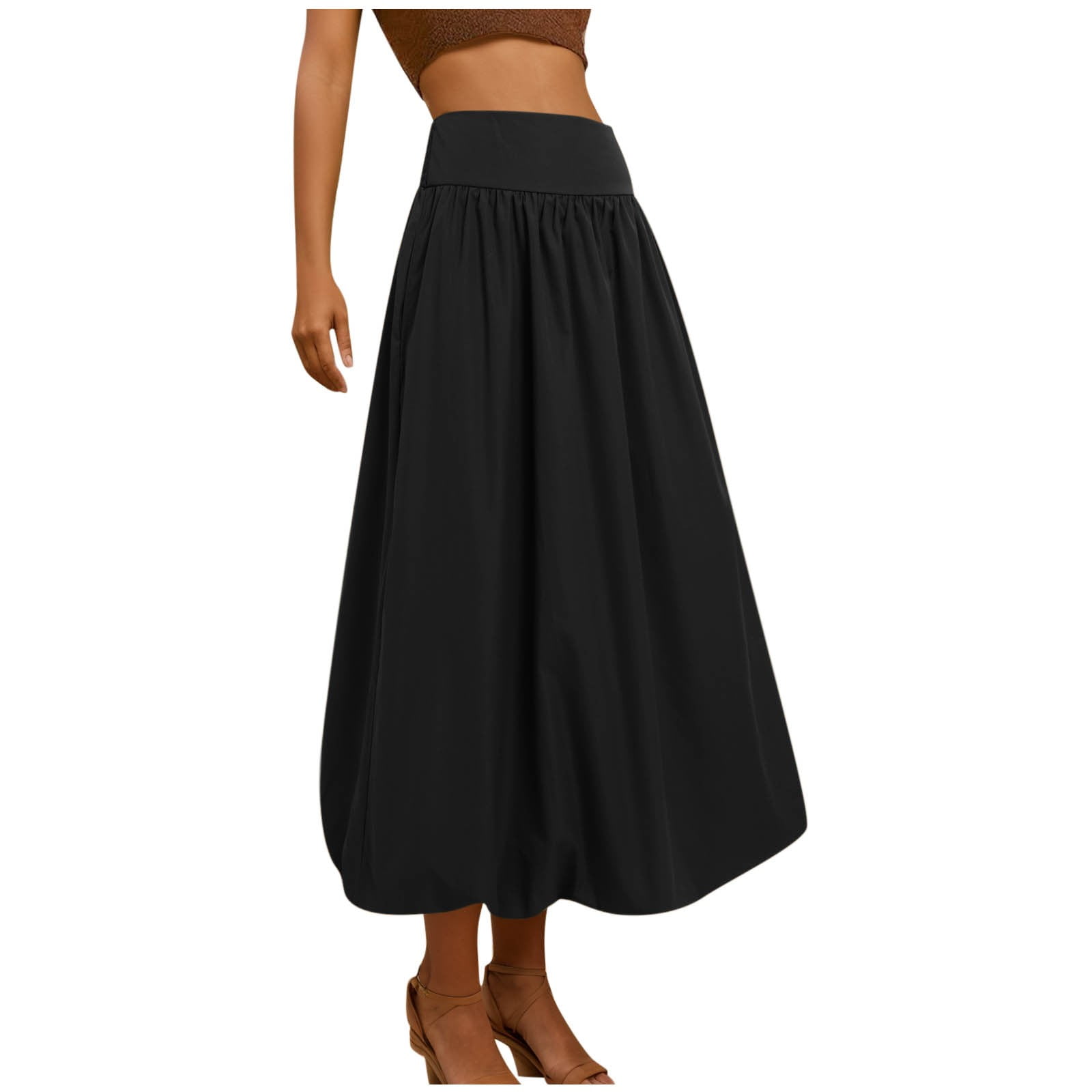 Bysome Skirts For Women Maxi Bubble Skirt Elastic Waist Aline Long