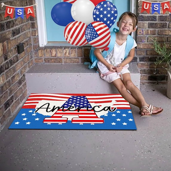 Hbdhejl Soft Fashion Doormat 60X40Cm 4Th July Independence Day Usa Country Door Mat Bathroom Rug Celebrating 4Th Of July Floor Mat Entrance Front Door Rug Suitable For Home Living Room Bathroom