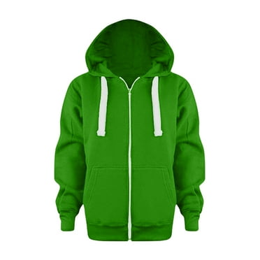Hbdhejl Sweatshirts For Boys Sweatshirt Color Solid Color Zip Jackets Long Hoodie Top Sleeve Up Kids Coat Jacket Green 4-5 Years