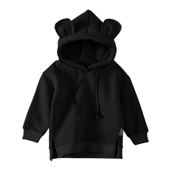 Hbdhejl Sweatshirts For Girls Baby Kids Boy Hooded Cartoon 3D Ear Hoodie Sweatshirt Tops Clothes Black 18-24 Months