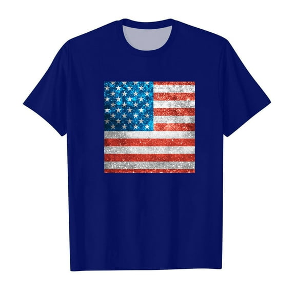 Hbdhejl T Shirts For Boys Girls Toddler Summer Independence Day Short Sleeve Prints T Shirt Tops Clothes Dark Blue 4-5 Years