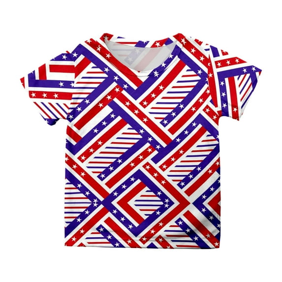 Hbdhejl T Shirts For Boys Girls Tops Shirts For Teen Kids Short Sleeve Independence Day Prints T Shirt Child Tops Watermelon Red 6-7 Years